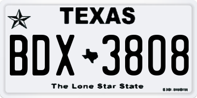 TX license plate BDX3808