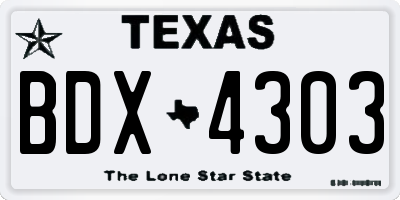 TX license plate BDX4303