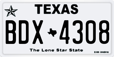 TX license plate BDX4308