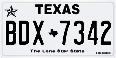 TX license plate BDX7342