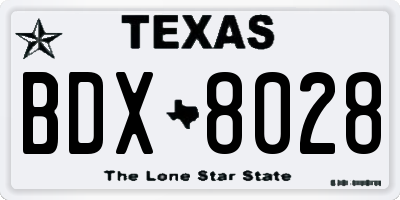 TX license plate BDX8028