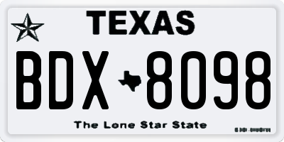 TX license plate BDX8098