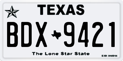 TX license plate BDX9421