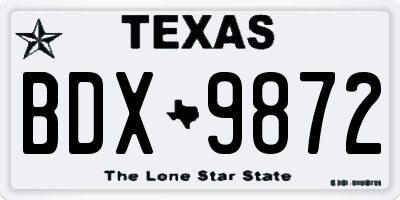 TX license plate BDX9872