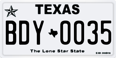 TX license plate BDY0035