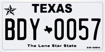 TX license plate BDY0057