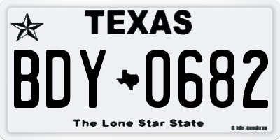 TX license plate BDY0682