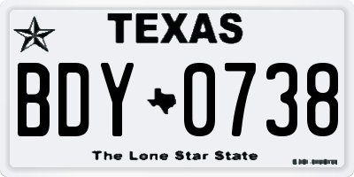 TX license plate BDY0738