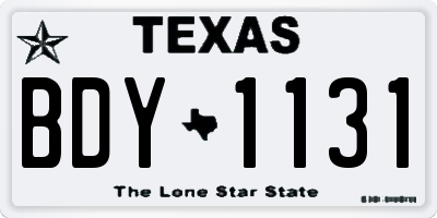 TX license plate BDY1131