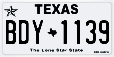 TX license plate BDY1139
