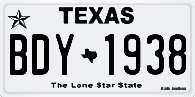 TX license plate BDY1938