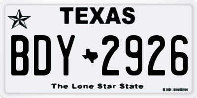 TX license plate BDY2926