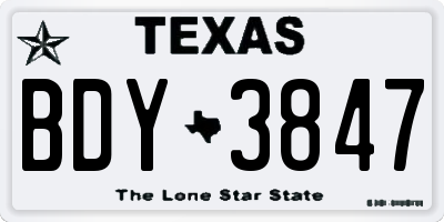 TX license plate BDY3847