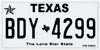 TX license plate BDY4299