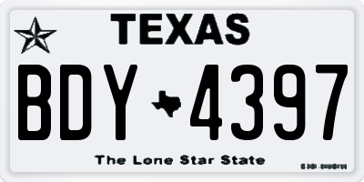 TX license plate BDY4397