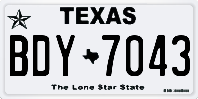 TX license plate BDY7043