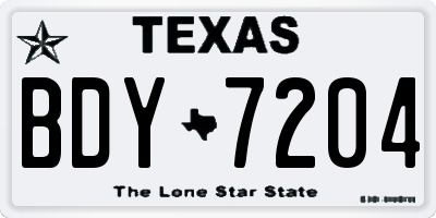 TX license plate BDY7204