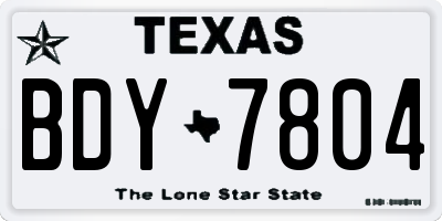 TX license plate BDY7804