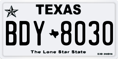 TX license plate BDY8030