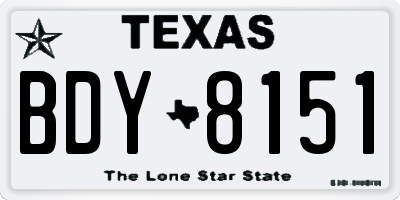 TX license plate BDY8151