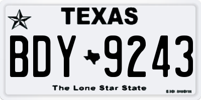 TX license plate BDY9243