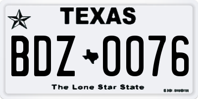 TX license plate BDZ0076