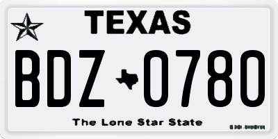 TX license plate BDZ0780