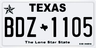TX license plate BDZ1105