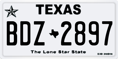 TX license plate BDZ2897