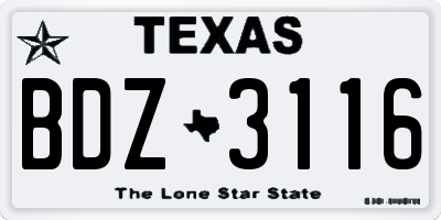 TX license plate BDZ3116