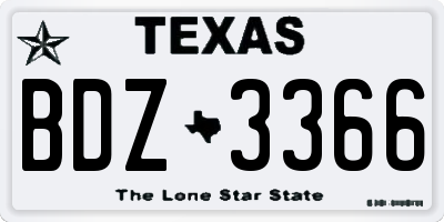 TX license plate BDZ3366