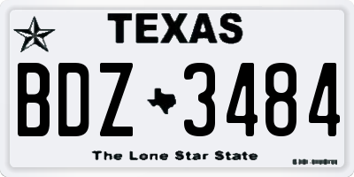 TX license plate BDZ3484