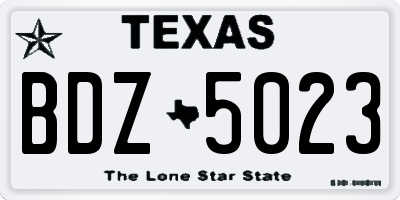 TX license plate BDZ5023