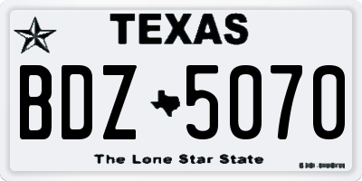 TX license plate BDZ5070