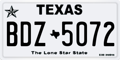 TX license plate BDZ5072
