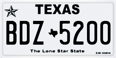 TX license plate BDZ5200