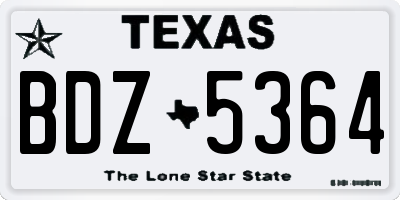 TX license plate BDZ5364