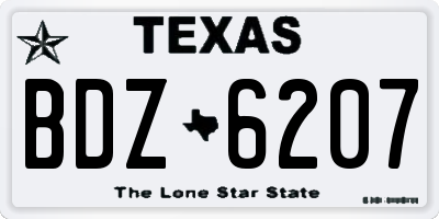 TX license plate BDZ6207