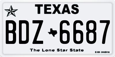 TX license plate BDZ6687