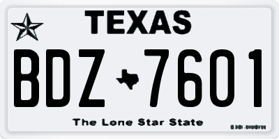 TX license plate BDZ7601