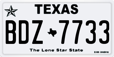 TX license plate BDZ7733