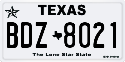 TX license plate BDZ8021