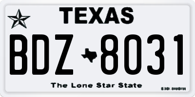 TX license plate BDZ8031