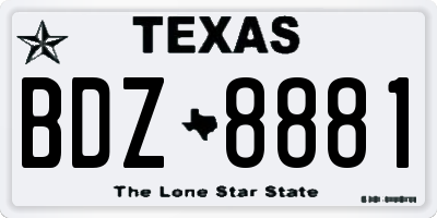 TX license plate BDZ8881