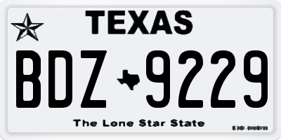 TX license plate BDZ9229