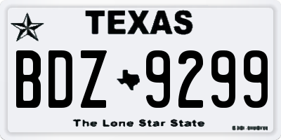 TX license plate BDZ9299