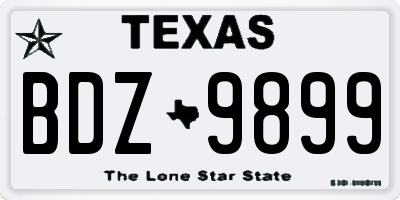 TX license plate BDZ9899