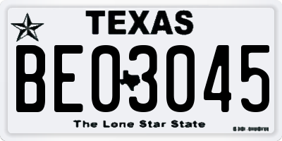 TX license plate BE03045