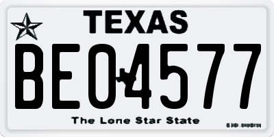 TX license plate BE04577