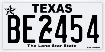 TX license plate BE2454